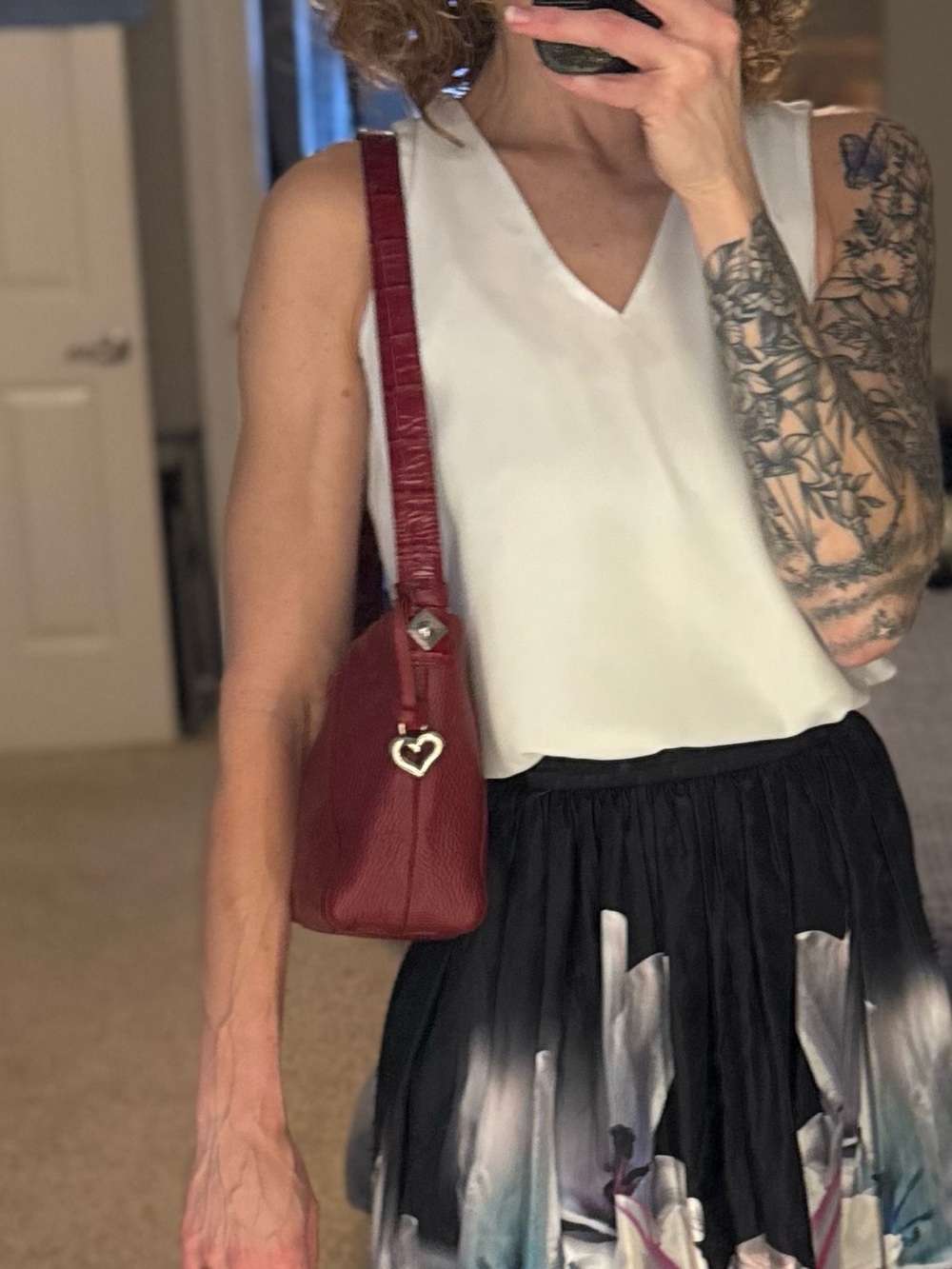 Brighton Soft Red Pebbled Leather Shoulder Bucket Bag w/ OG Charm | Vintage - Picture 2 of 16